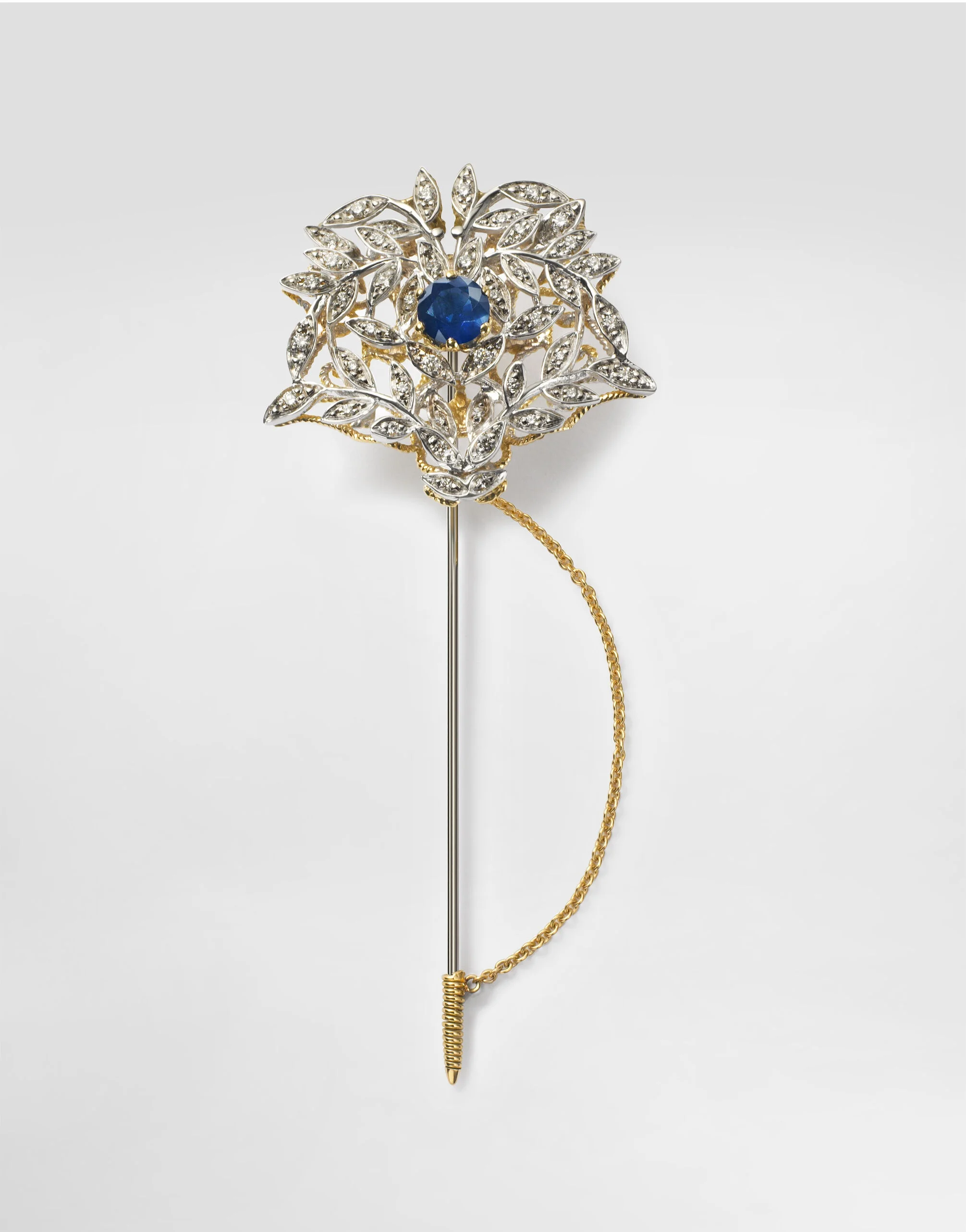 Sicily Brooch 18-carat yellow and white gold, blue sapphires, and diamonds - 1