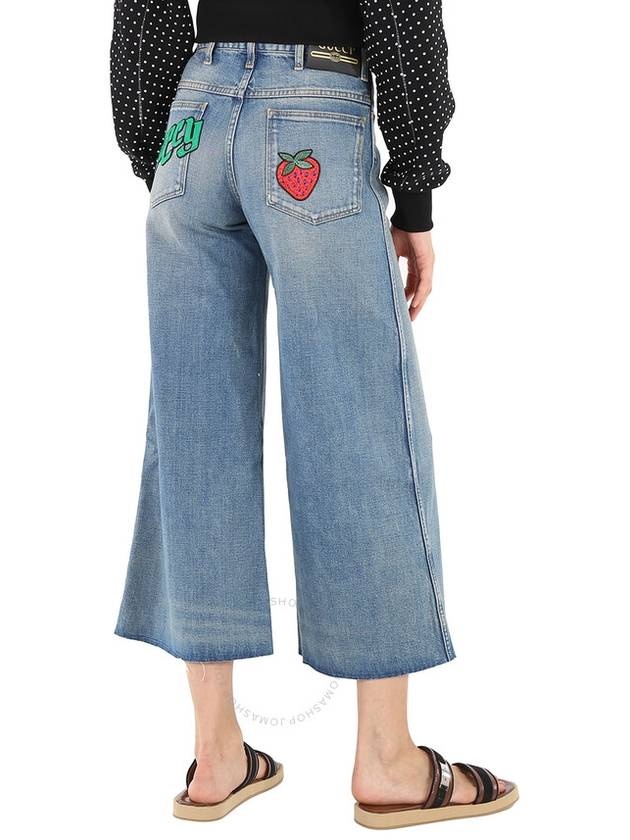 Gucci Ladies Blue Denim Pants With Patches, Waist Size 23" - 3