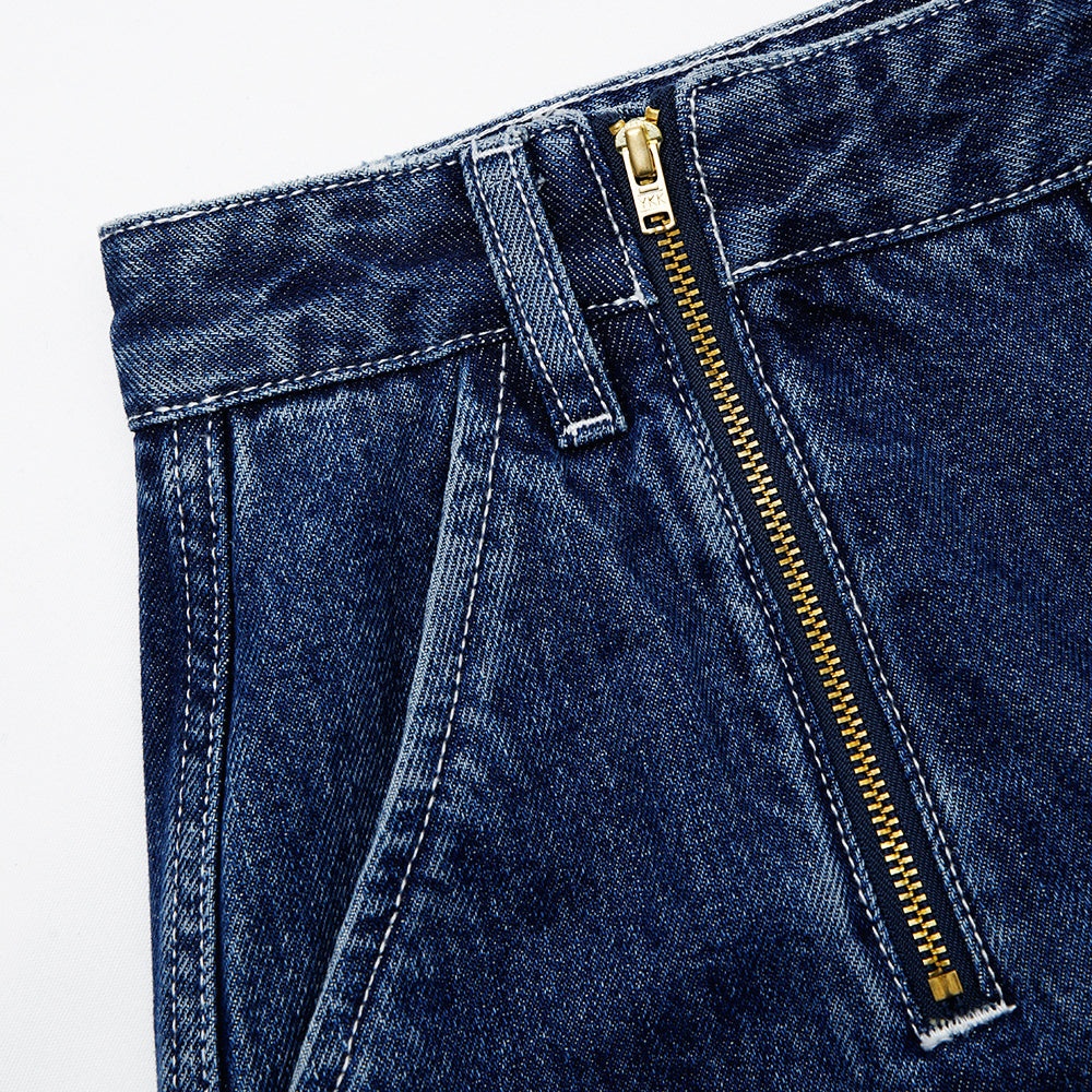 Blue Wide Leg Stitch Detail Jeans - 5