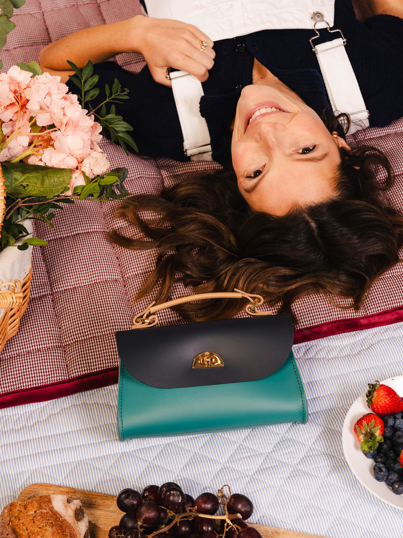 Cambridge Satchel The Mini Daisy - North Sea, Navy & Iced Coffee outlook