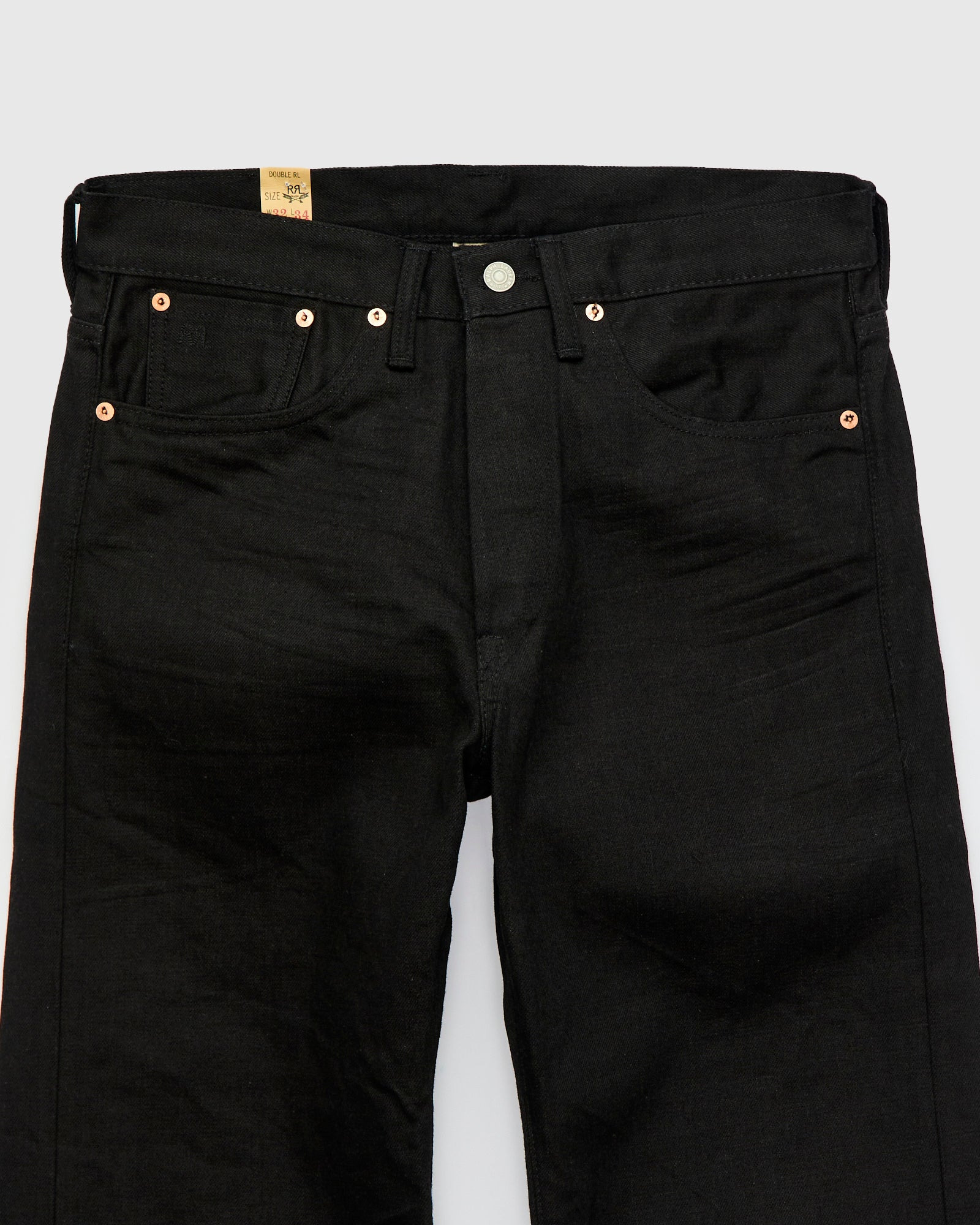 14oz Rinsed Black Selvedge Denim - Full Straight Fit - 7
