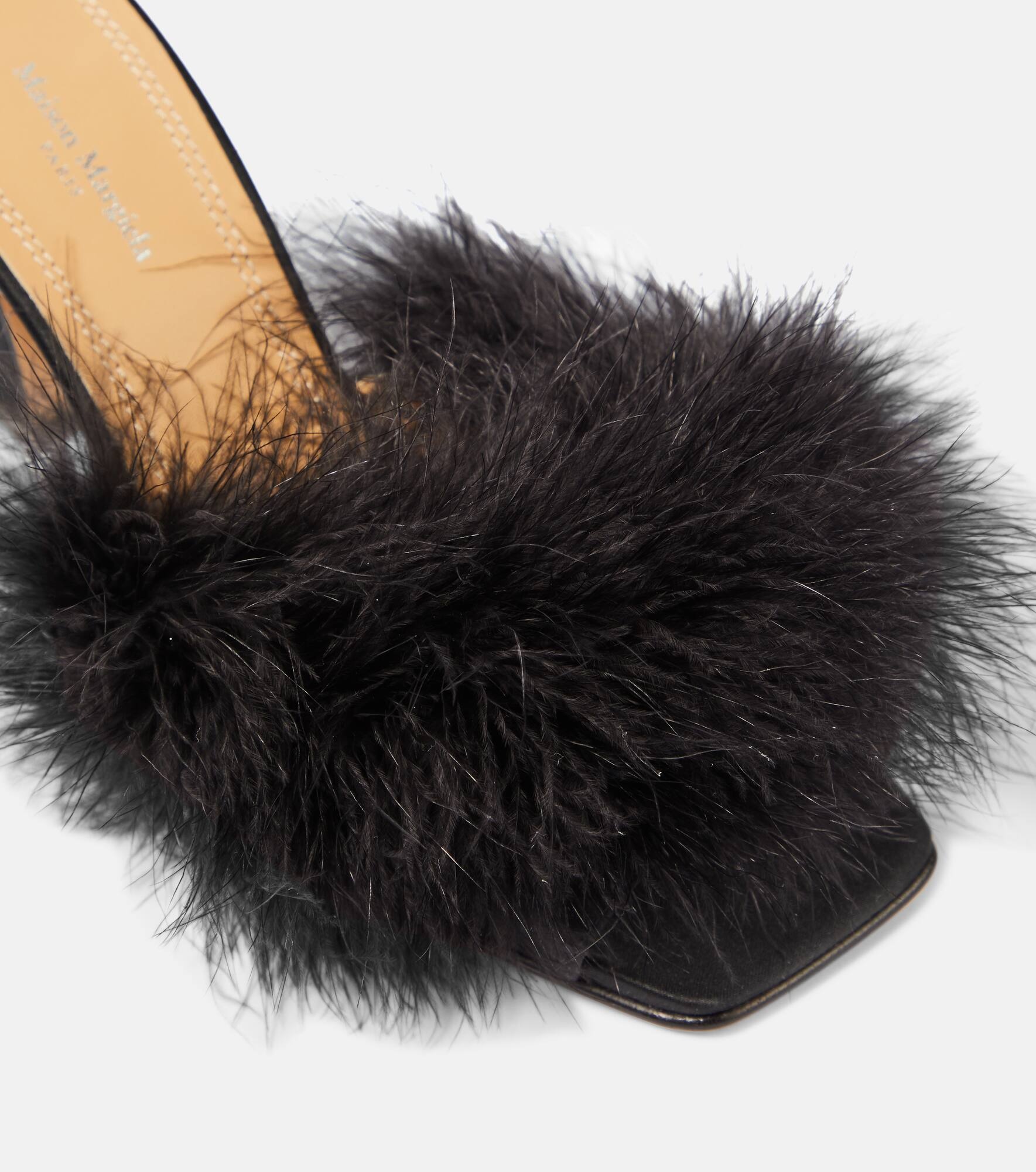 Feather-embellished mules - 6