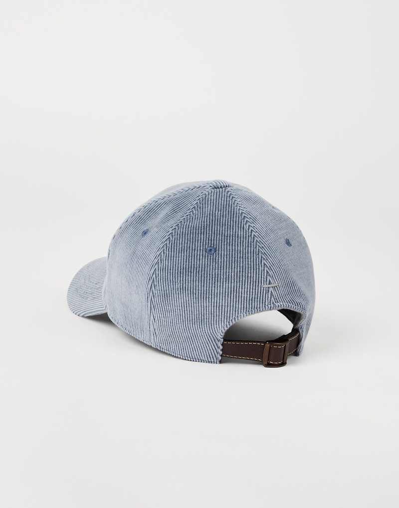 Brunello Cucinelli Comfort cotton and cashmere corduroy baseball cap with BC patch outlook