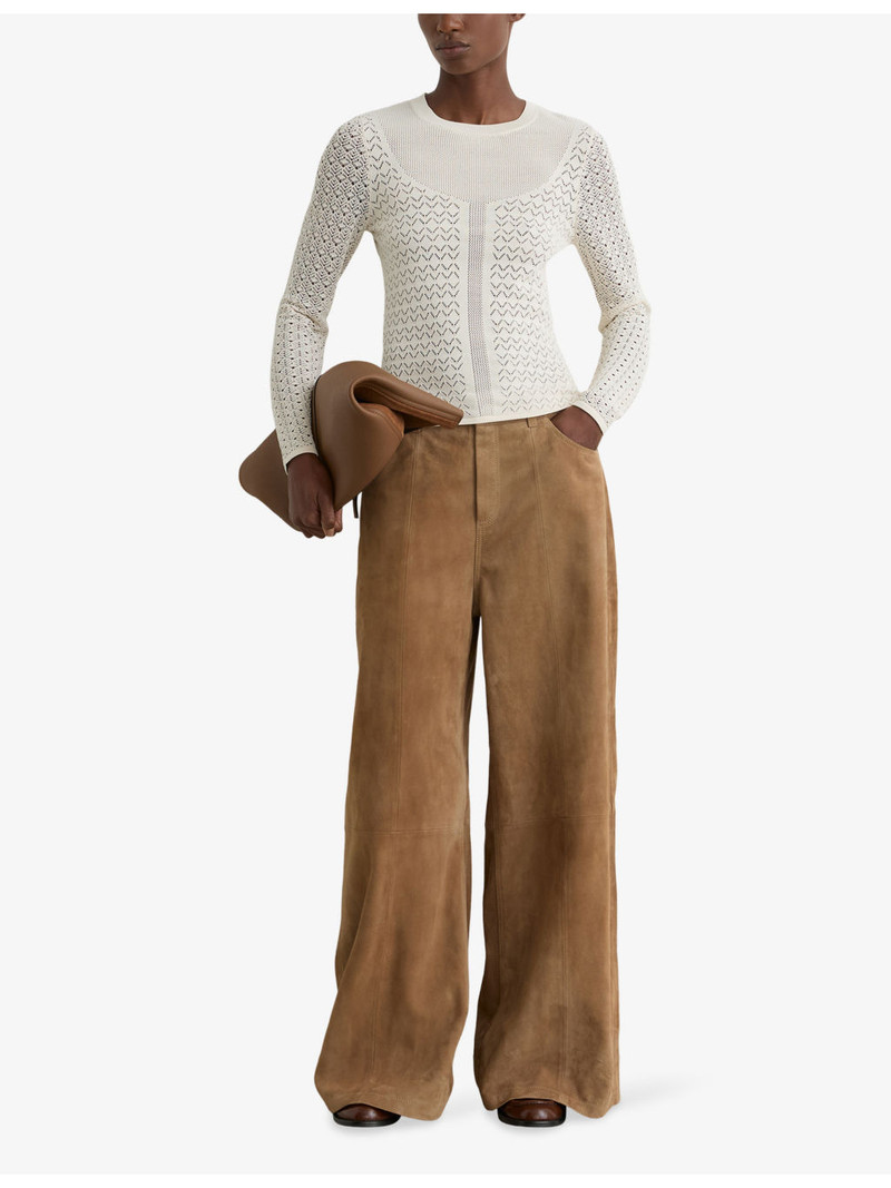 REISS Bella Pointelle-Detail Knitted Top outlook