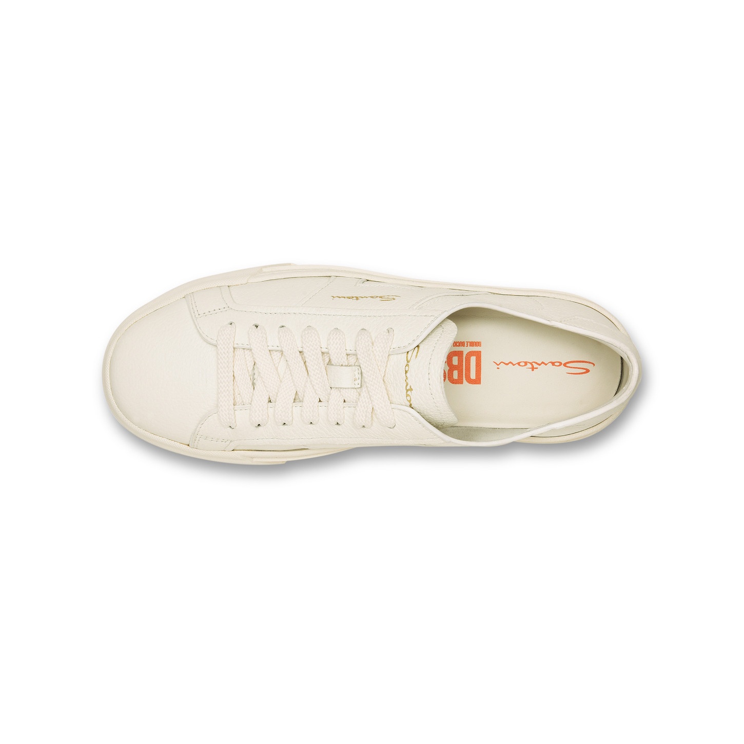 Women's white tumbled leather Double Buckle Sneaker - 5