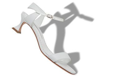 Manolo Blahnik White Nappa Leather Ankle Strap Sandals outlook