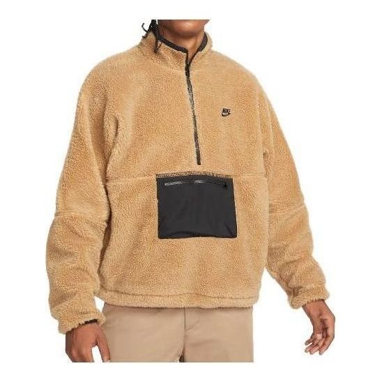 Nike 1/2-Zip Anorak Club Fleece Sherpa Jacket 'Brown' DQ4880-258 - 1