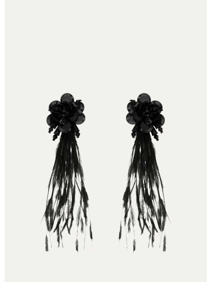 Feather Fringe Earrings - 1