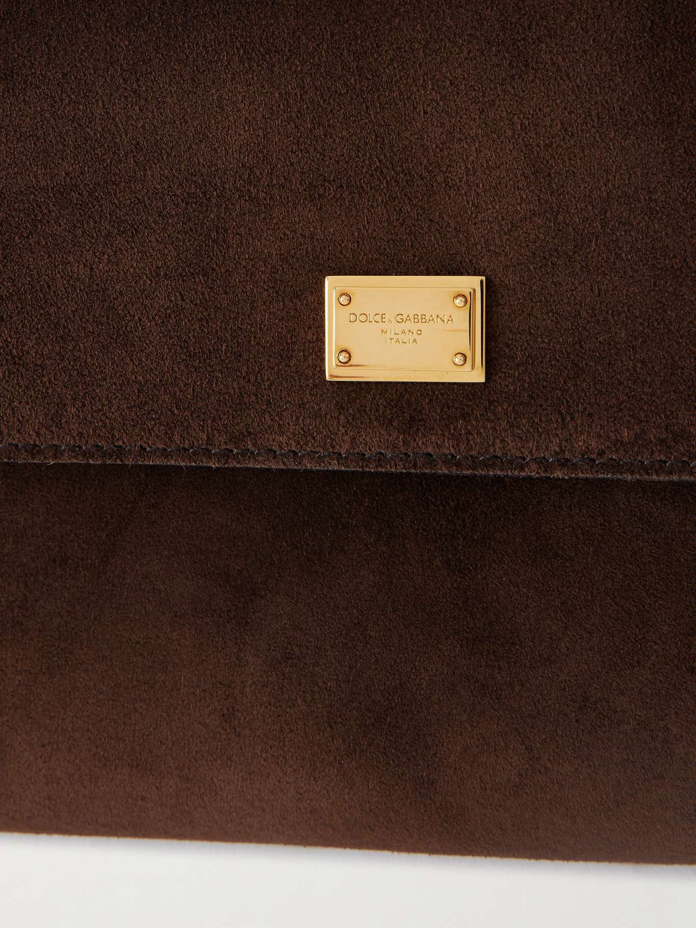 Sicily small leather-trimmed suede shoulder bag Dark brown - 4