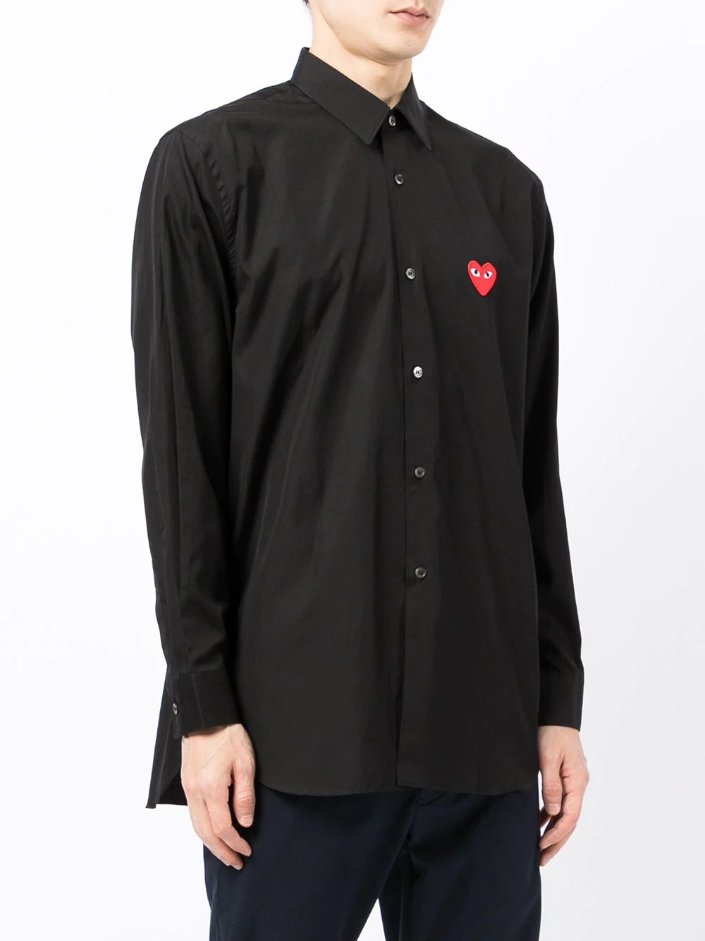 heart-patch cotton shirt - 3