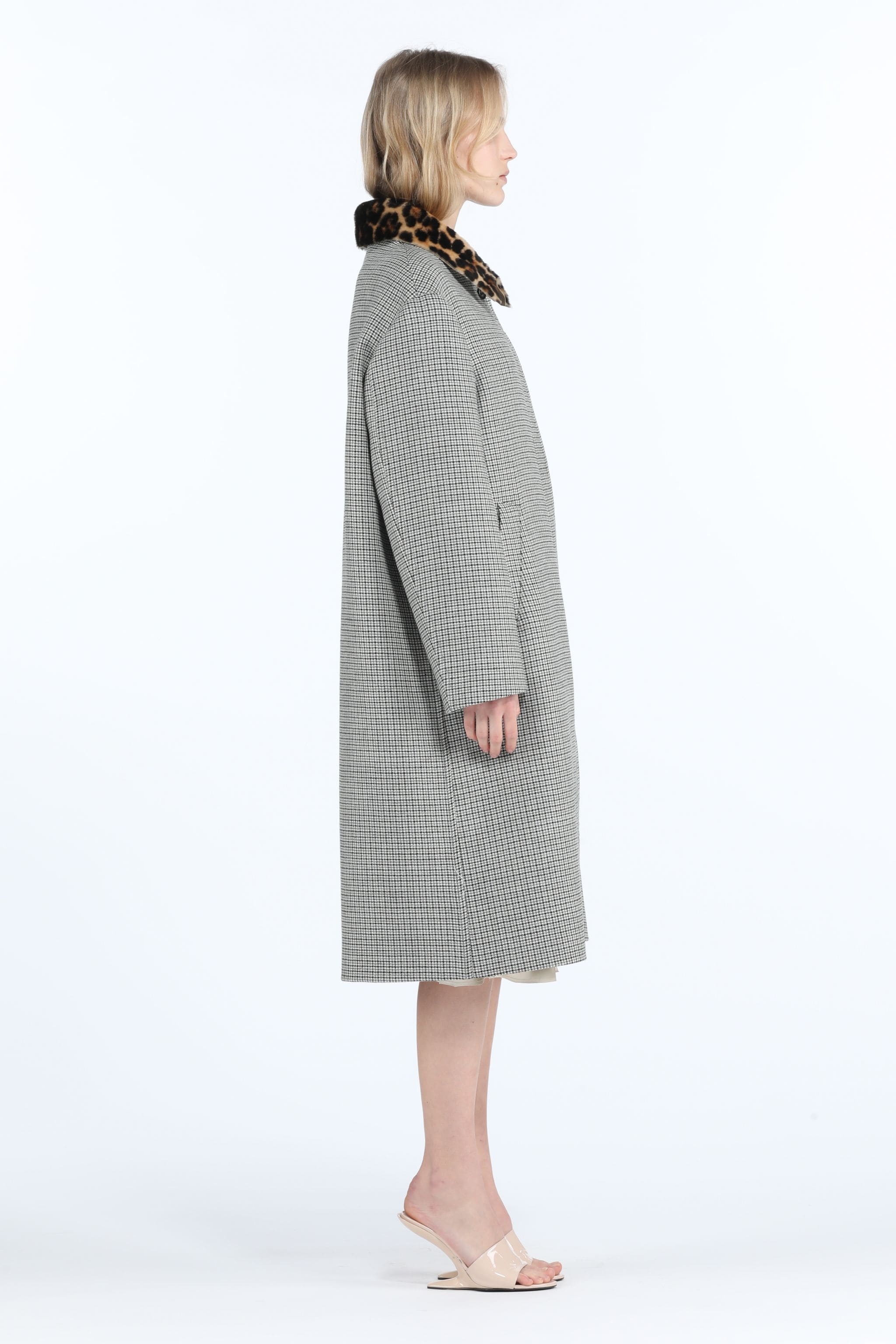 FAUX FUR-TRIM CHECKED COAT - 3