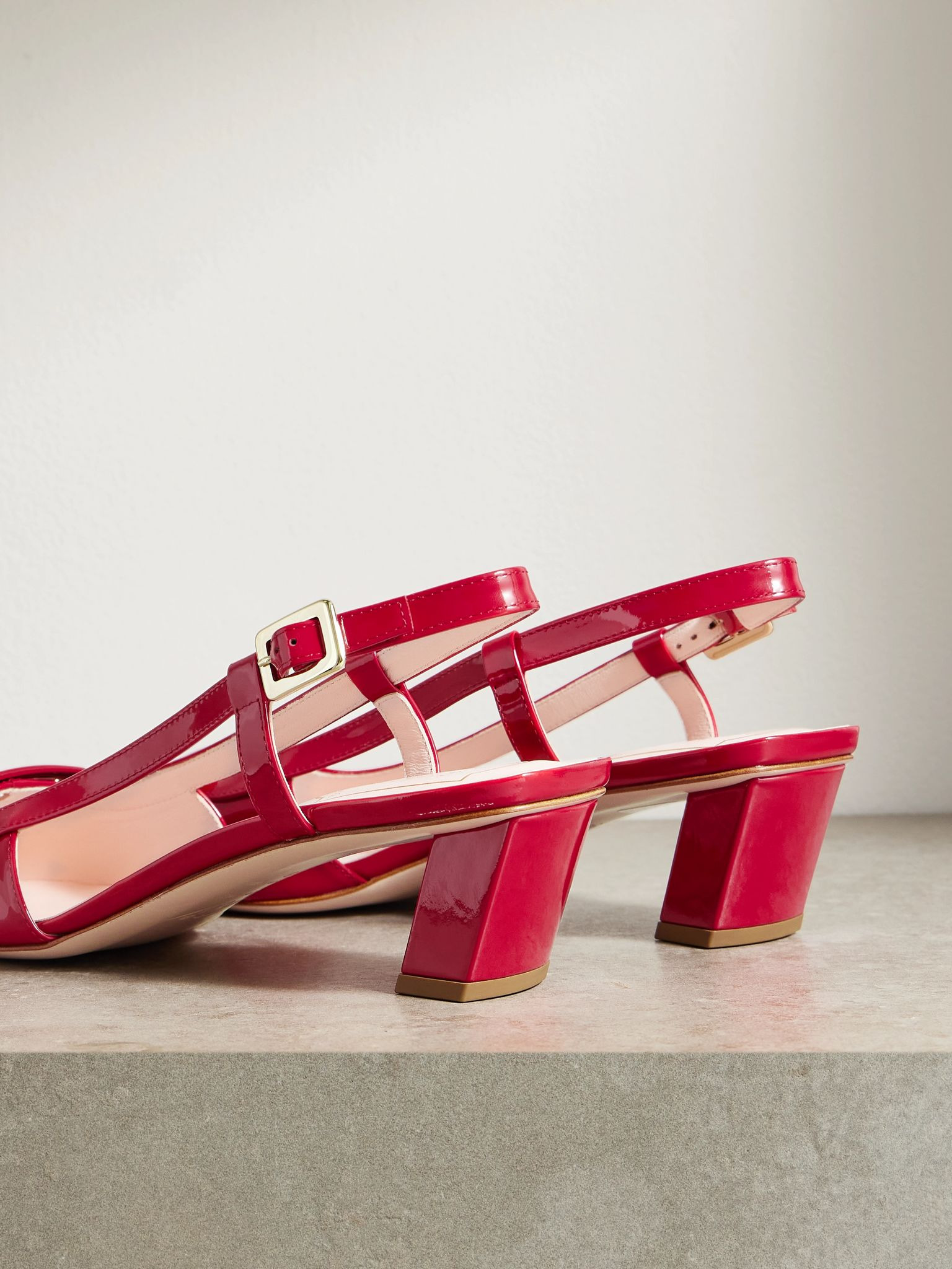 Belle Vivier 45 patent-leather slingback pumps Red - 3