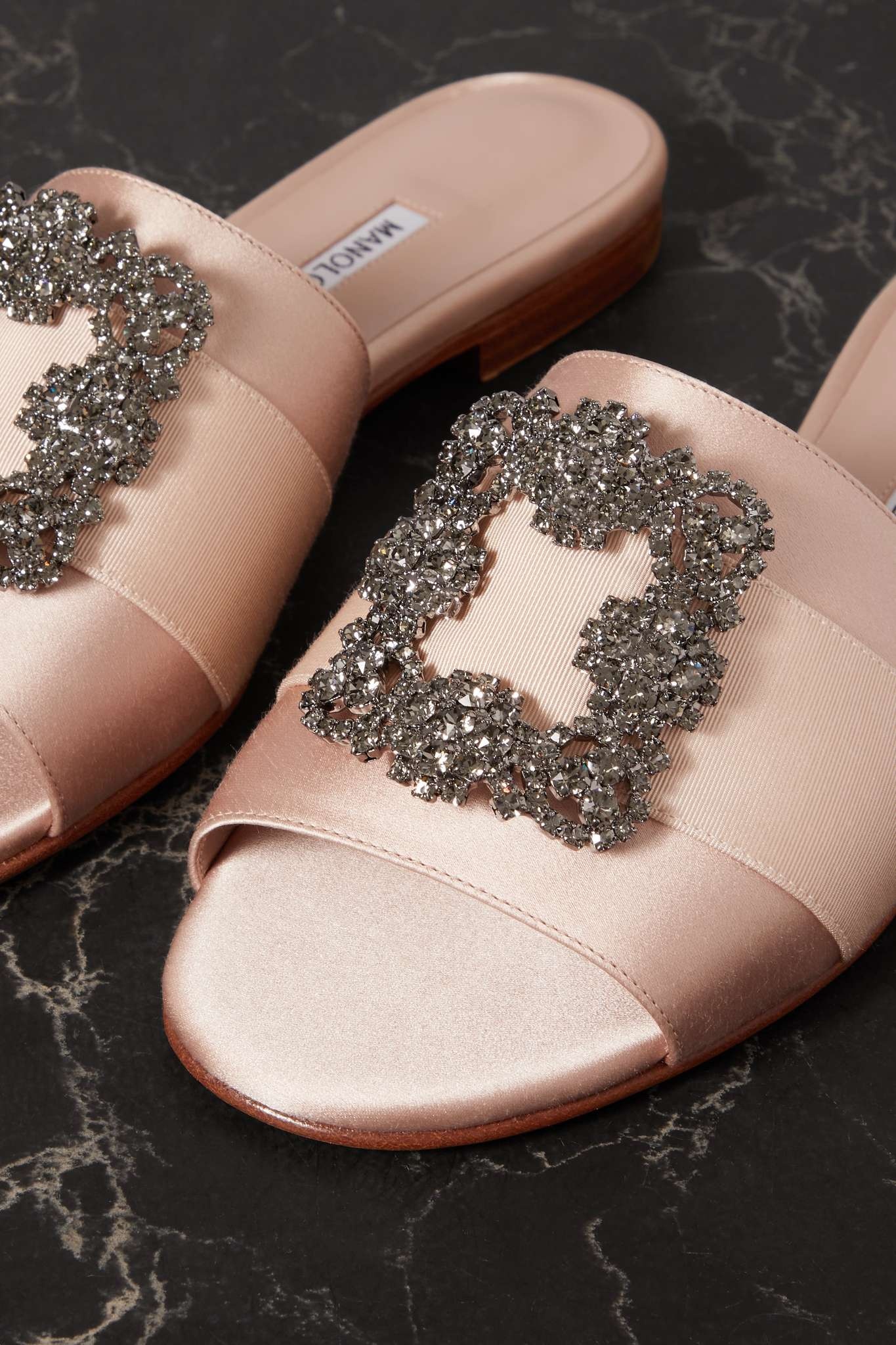 Martamod embellished grosgrain-trimmed satin slides - 4