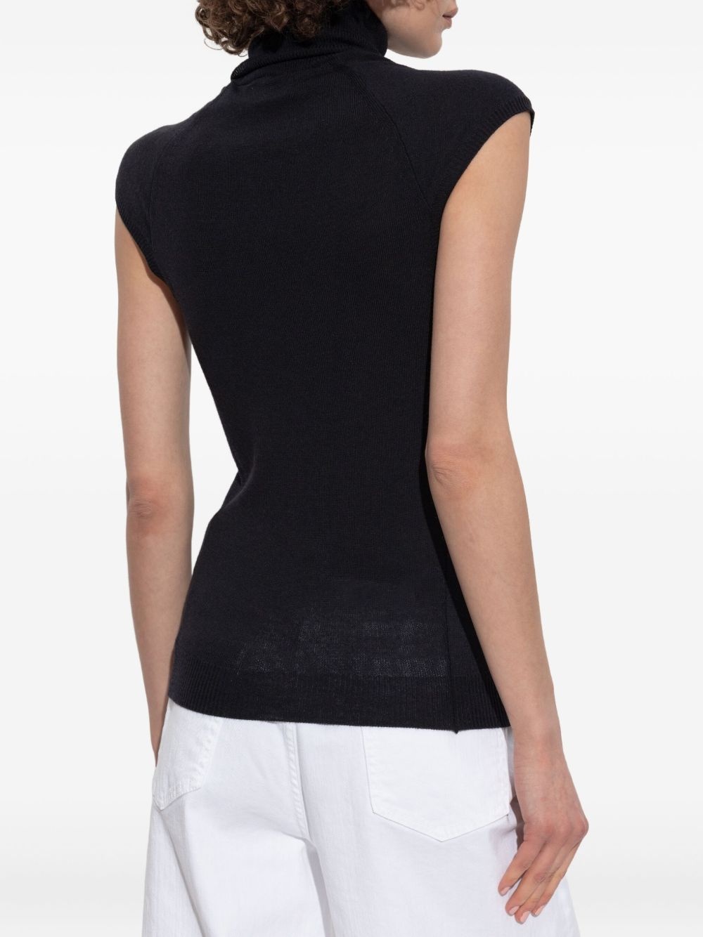 cap-sleeve turtleneck top - 4