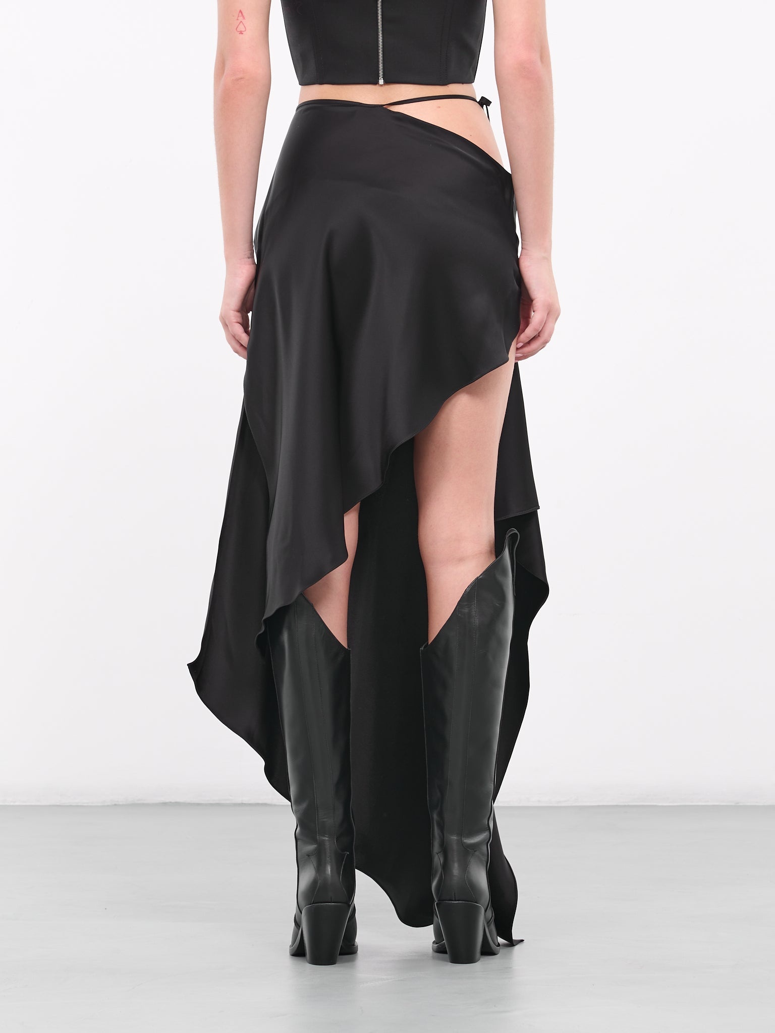 Cut-Out Satin Skirt - 3
