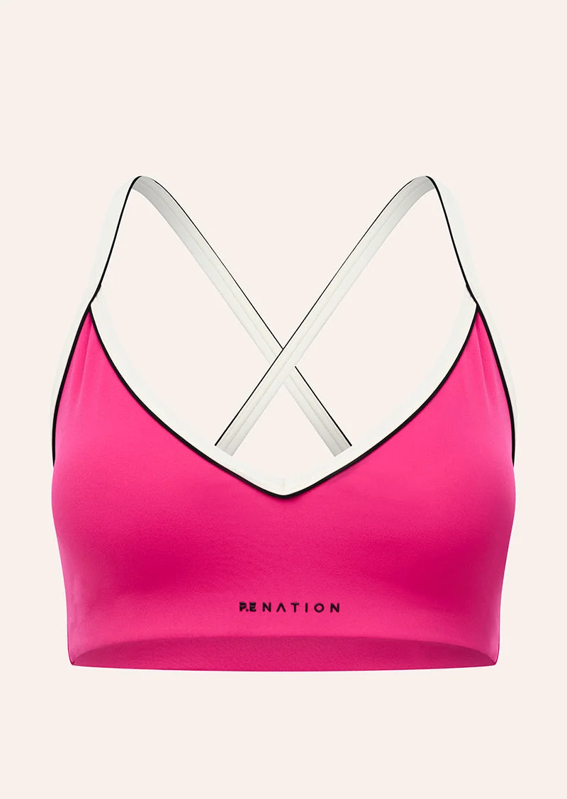 SPECTRUM SPORTS BRA IN COSMO PINK & WHISPER WHITE - 1
