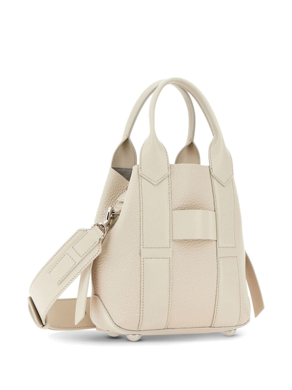 Script leather tote bag - 4