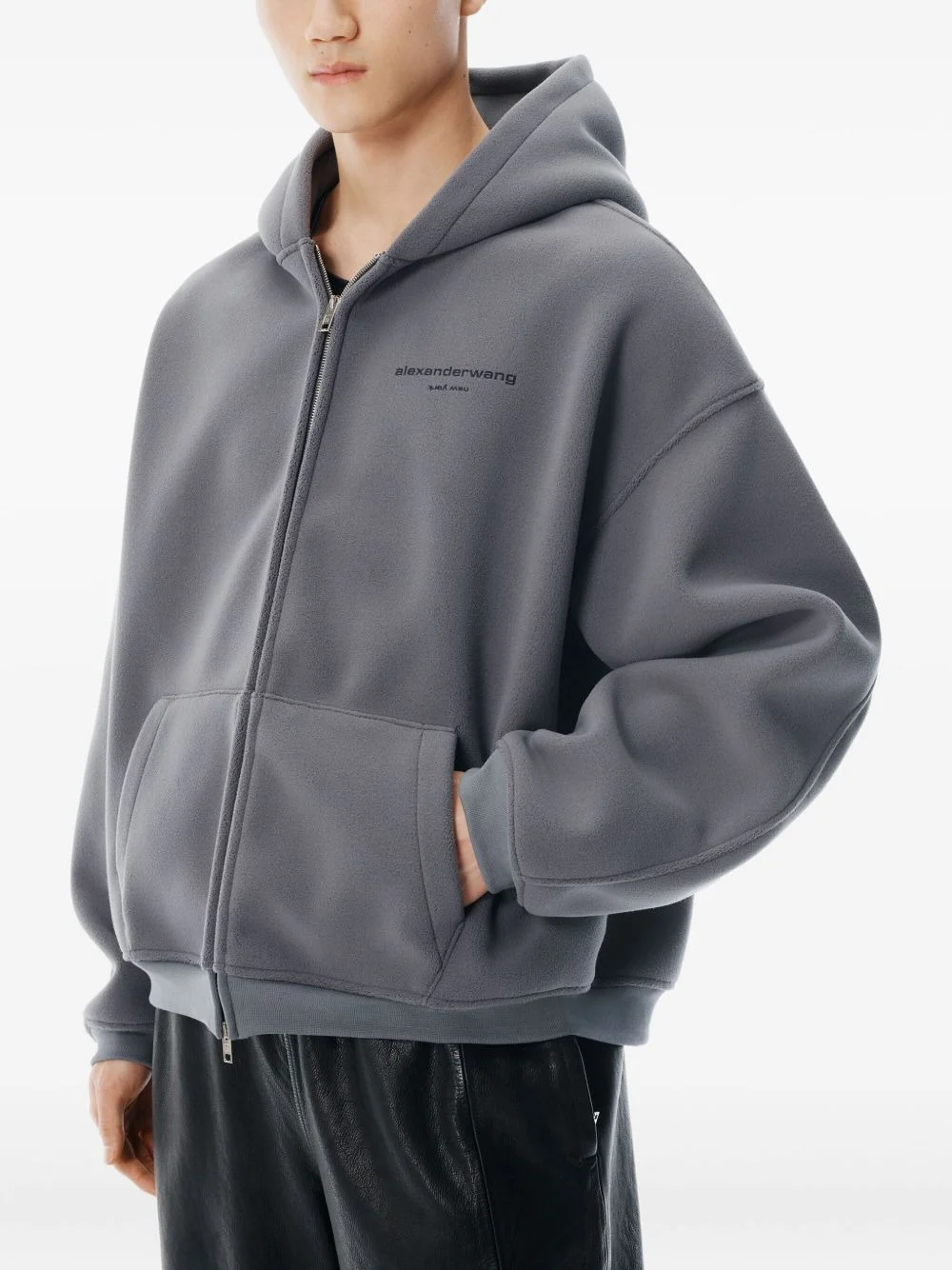 Alexander Wang logo-detail zip-up hoodie | REVERSIBLE