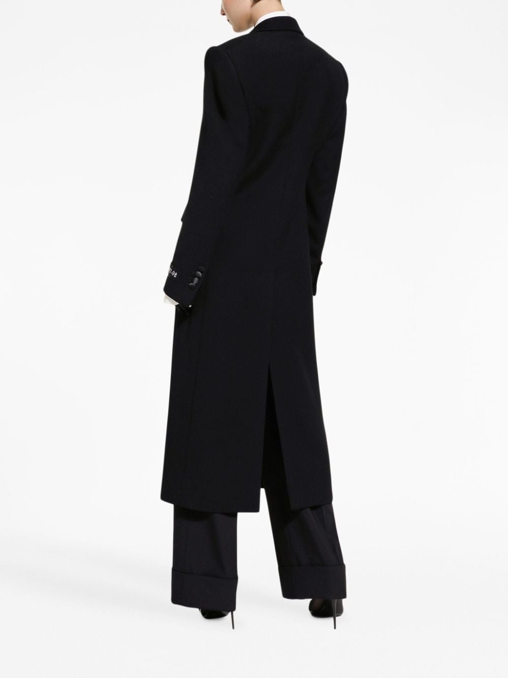 peak-lapel single-breasted coat - 4