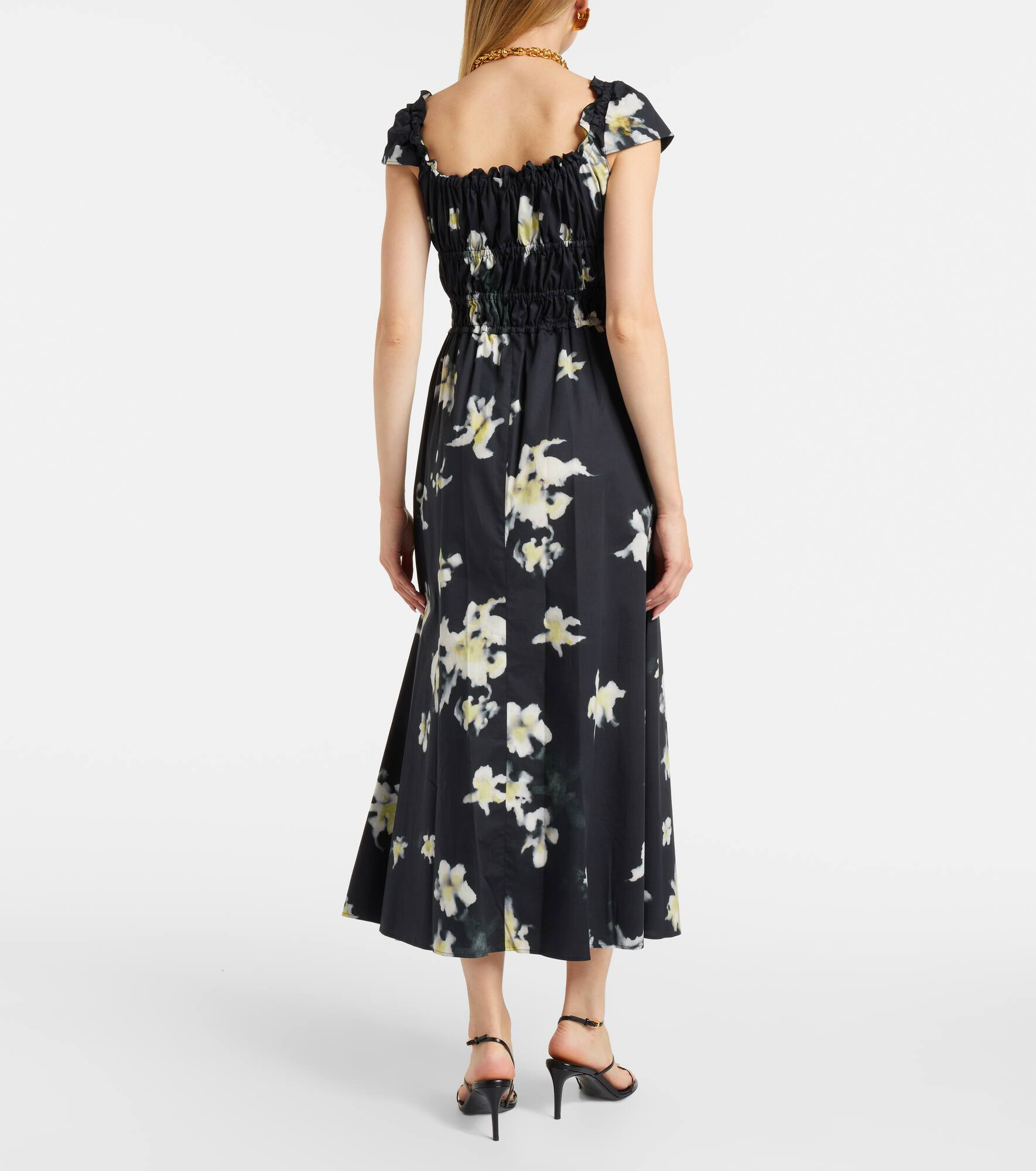 Floral cotton-blend midi dress - 3