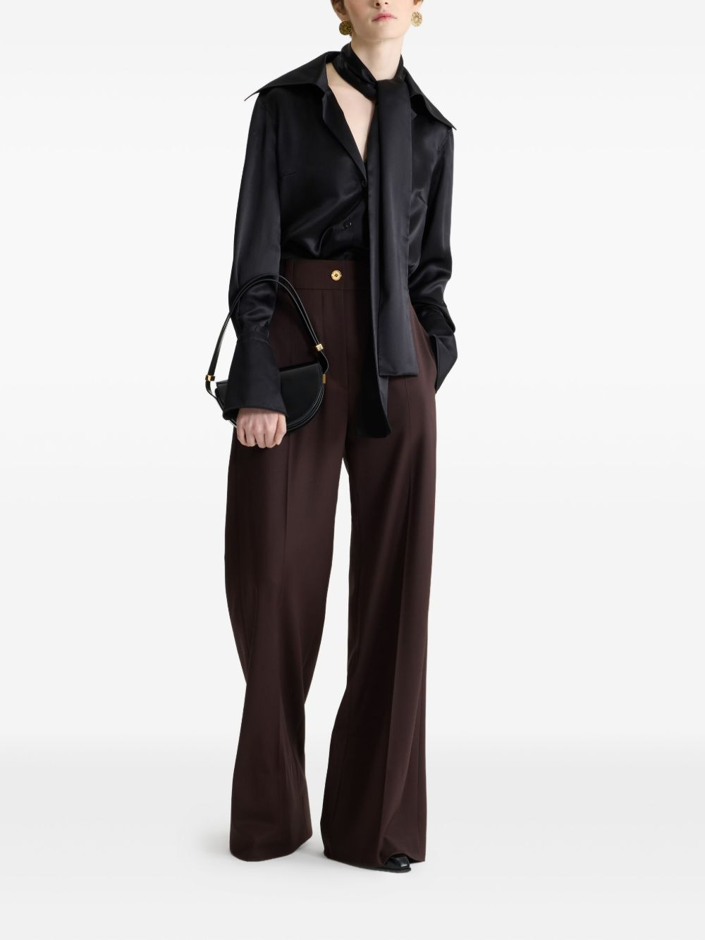 wide-collar silk blouse - 2