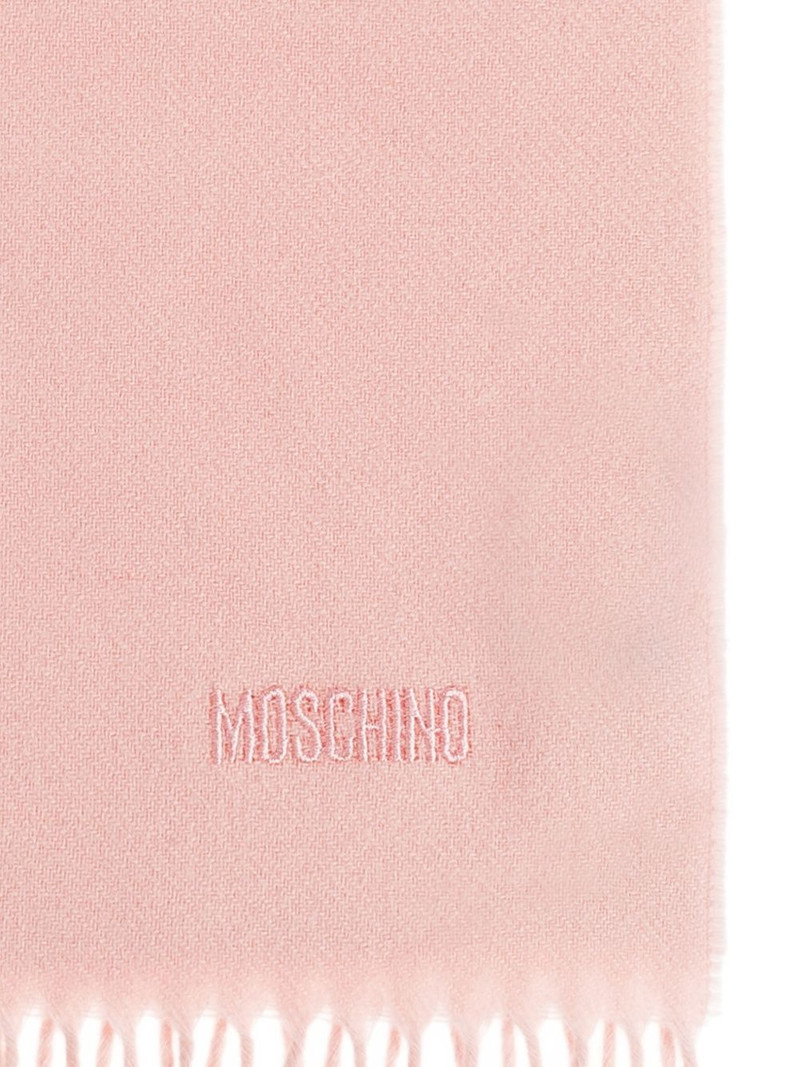 Moschino embroidered-logo fringed scarf outlook