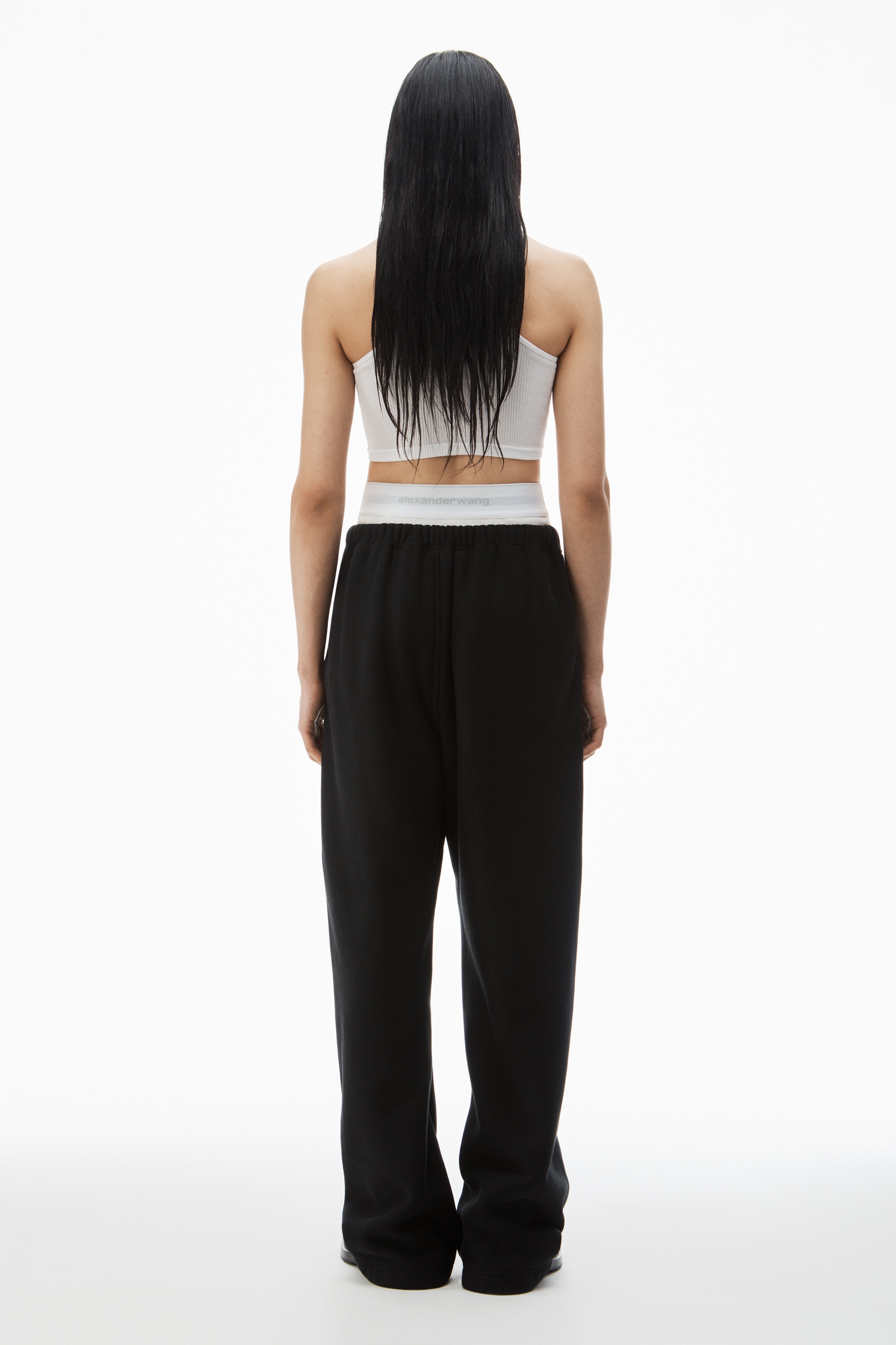 wide leg sweatpants with pre-styled logo brief waistband - 4