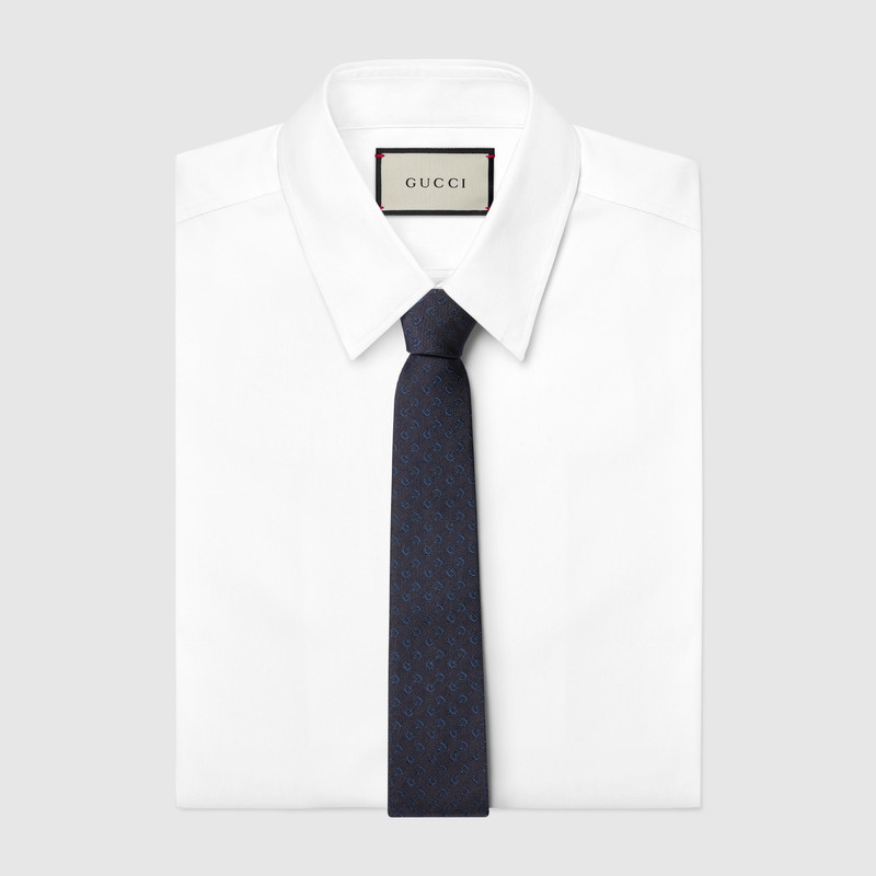 GUCCI Horsebit silk jacquard tie outlook