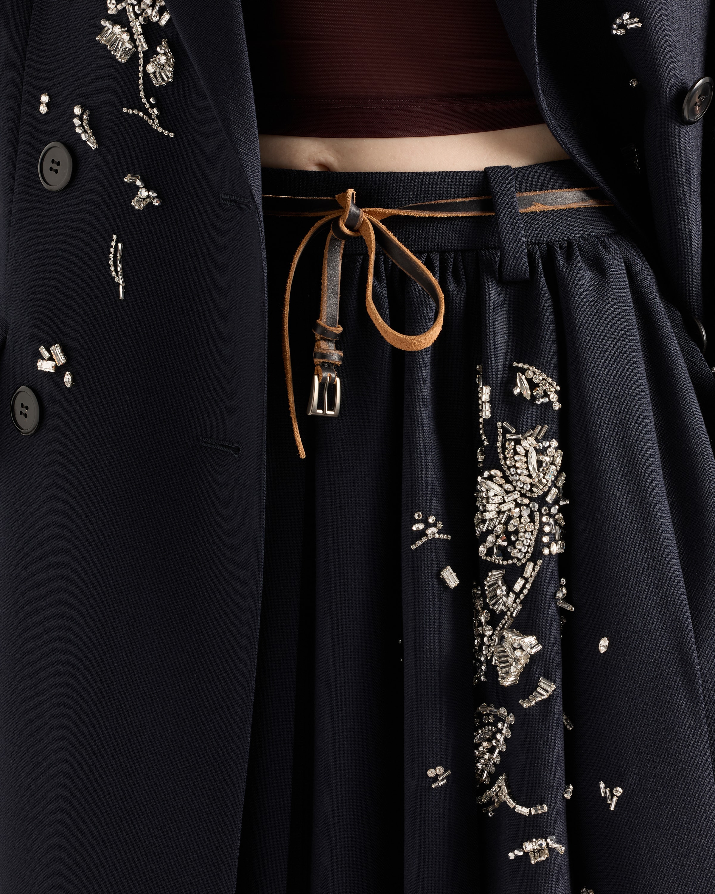Embroidered rush stitch midi-skirt - 3