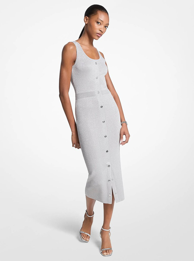 Metallic Knit Midi Tank Dress 1