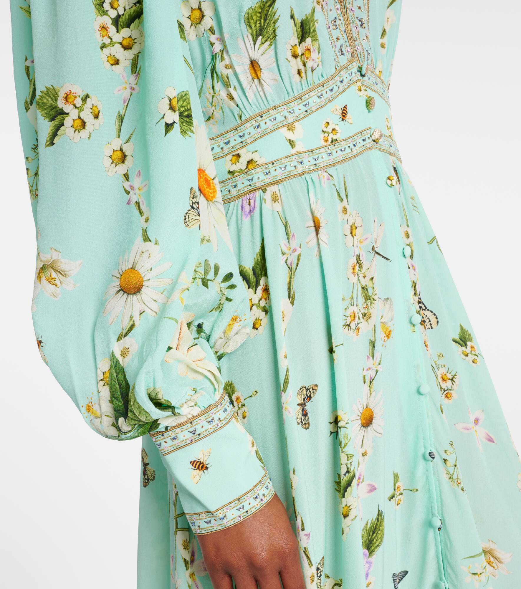Floral silk crêpe maxi dress - 5