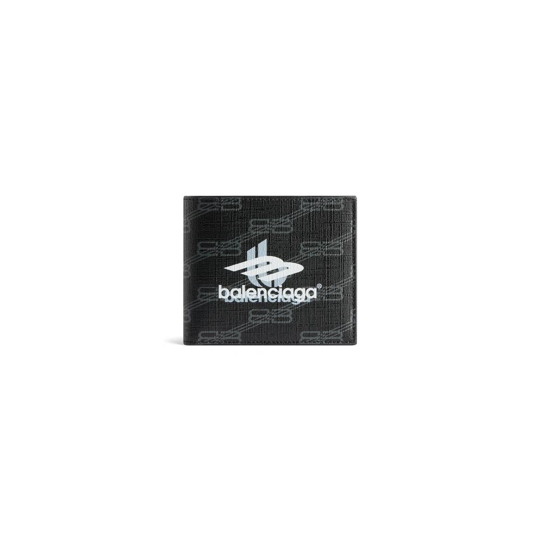 Men's Signature Square Folded Coin Wallet Bb Monogram Coated Canvas in Black - 1