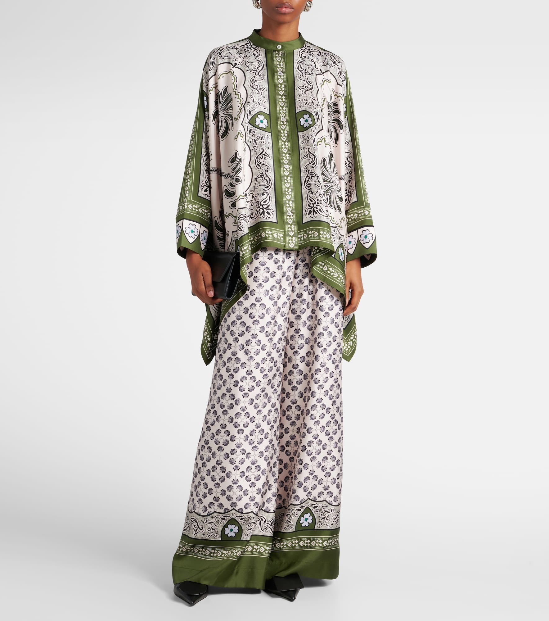 Printed silk twill palazzo pants - 2