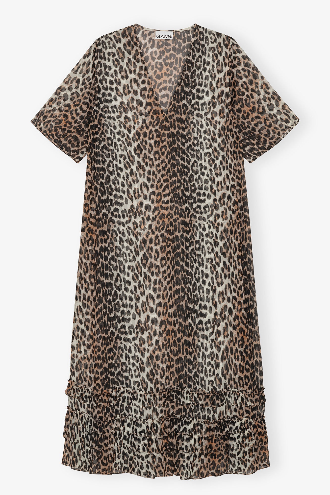 LEOPARD CHIFFON MAXI DRESS - 1