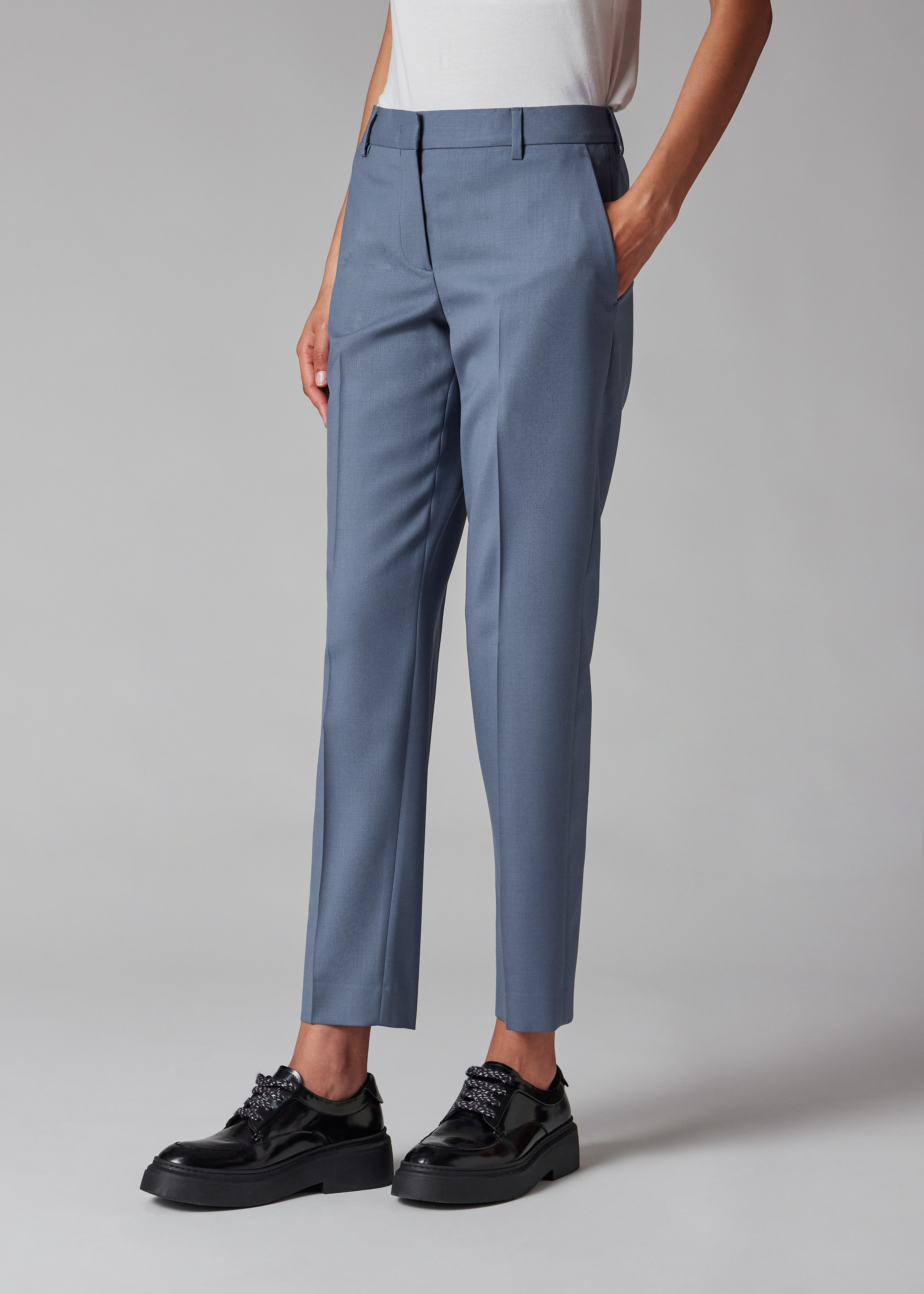 Women's A Suit To Travel In - Dusty Blue Wool Suit - 11