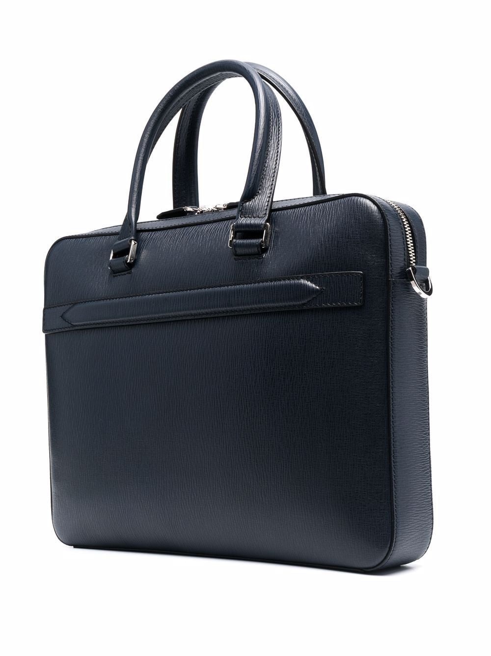 debossed-logo leather briefcase - 3