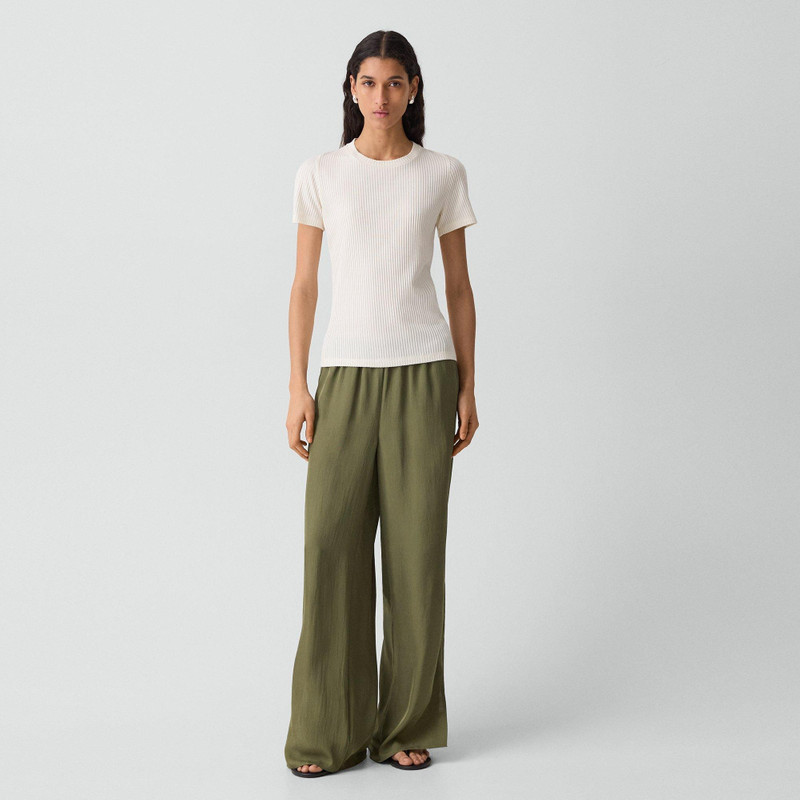 Theory Shrunken Crewneck Tee in Ribbed Cotton-Blend outlook