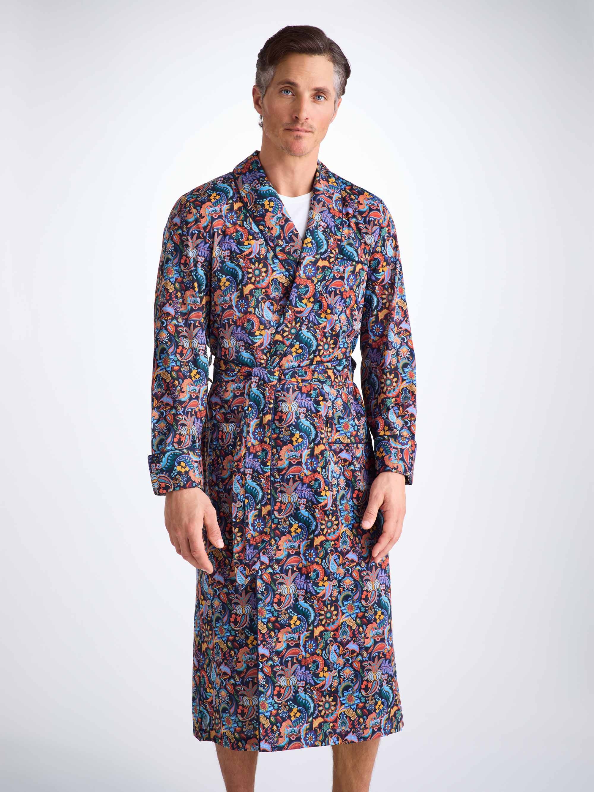 Men's Robe Cotton Batiste Multi Jungle Paisley Print - 5
