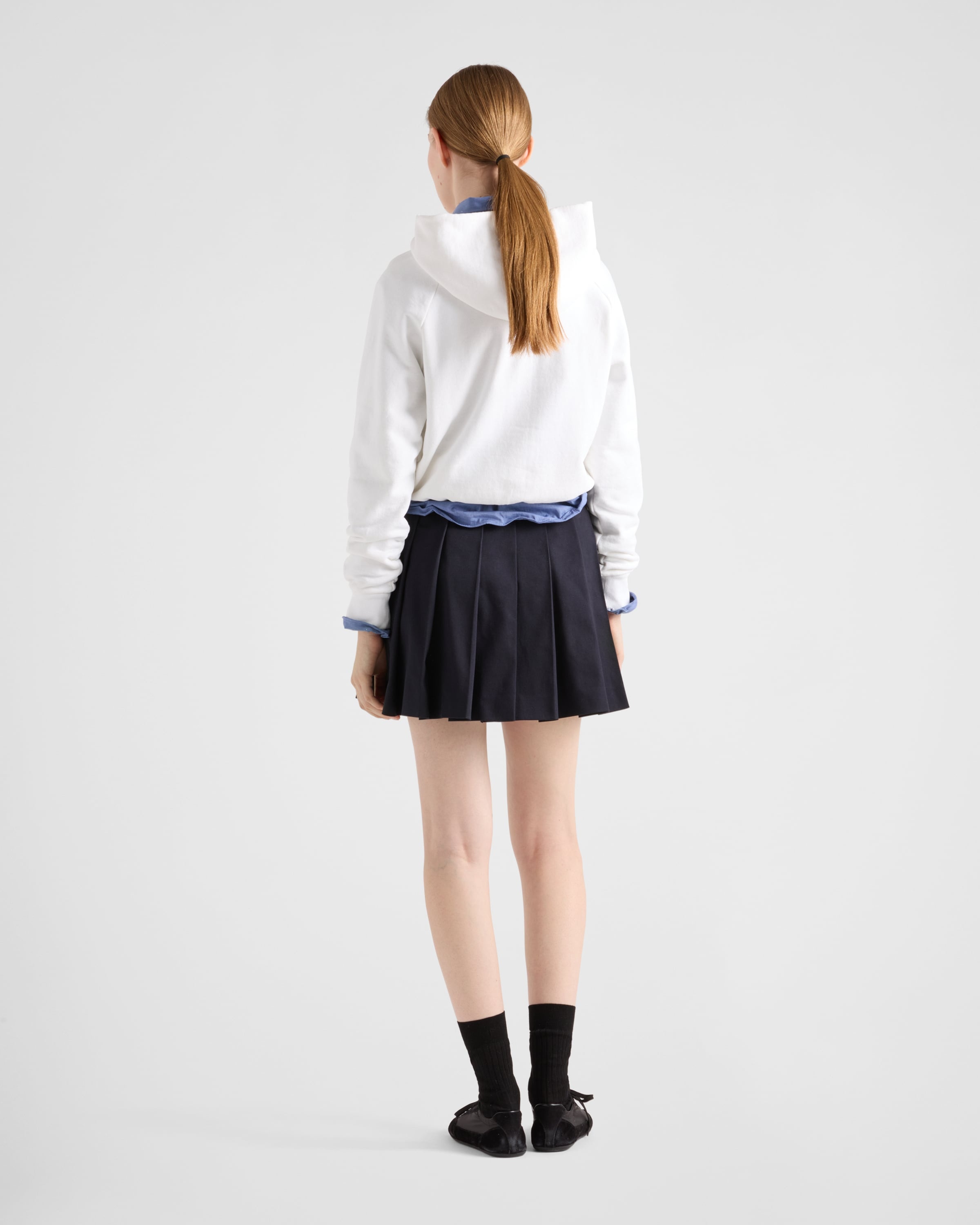 Pleated stretch drill miniskirt - 5