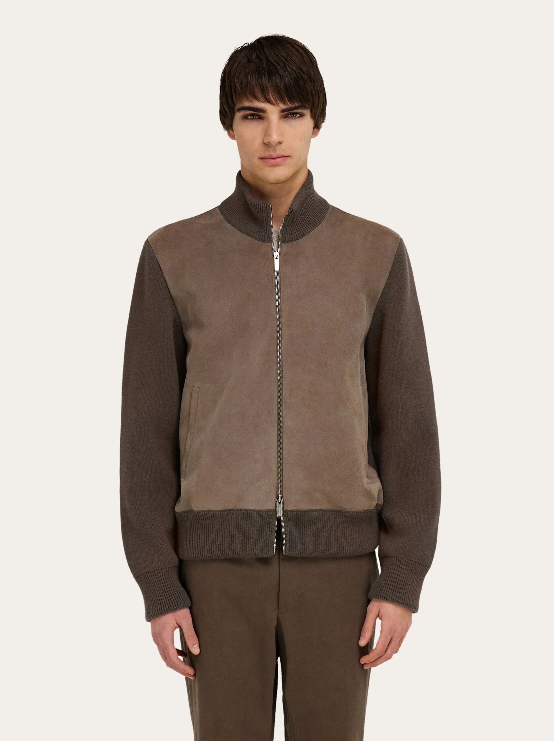 Blouson with leather inserts - 1