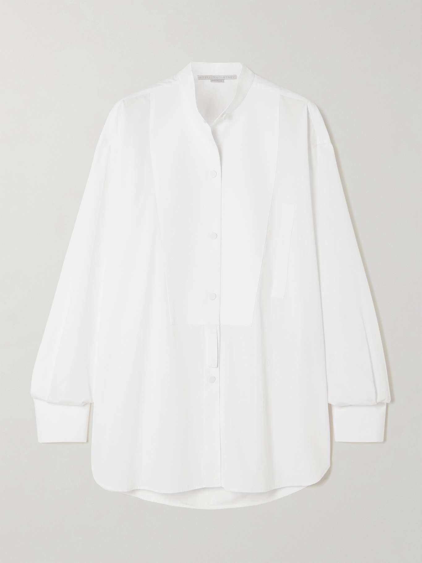 Plastron embroidered piqué-trimmed cotton-poplin shirt - 1