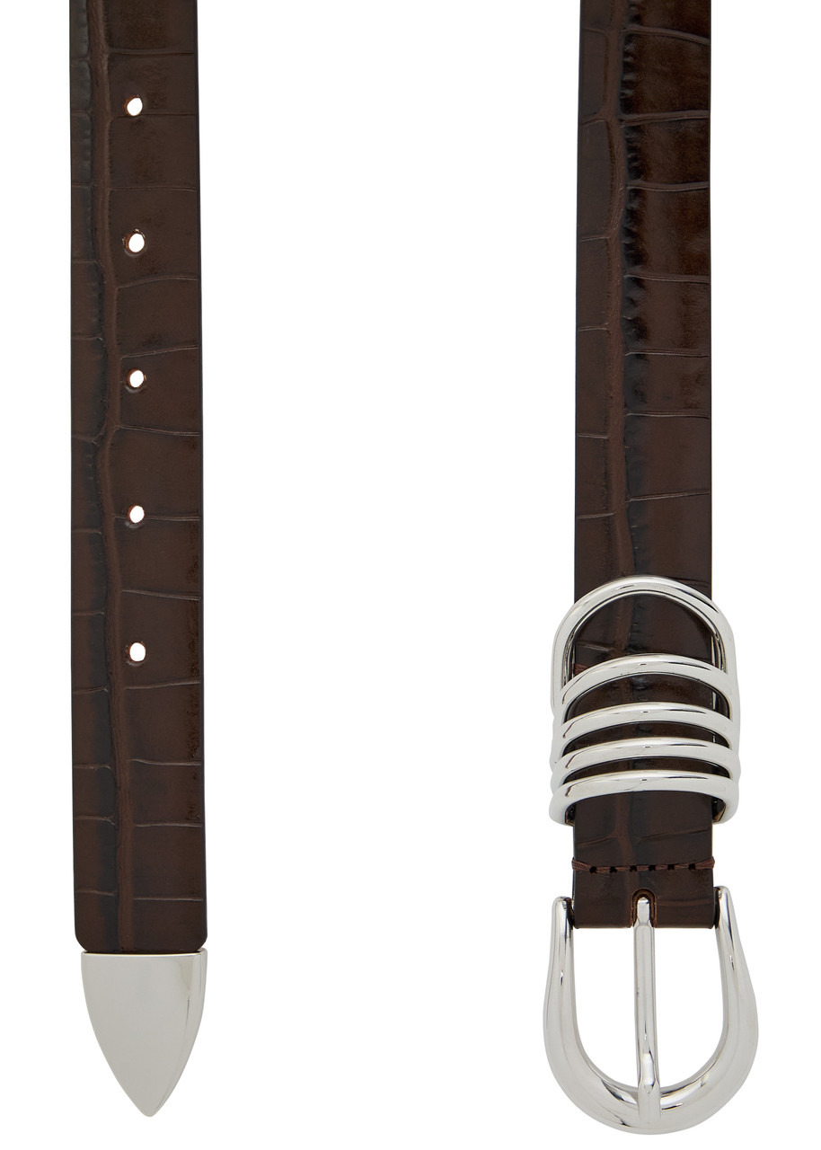 Dehanche Hollyhock Crocodile-effect Leather Belt - 3