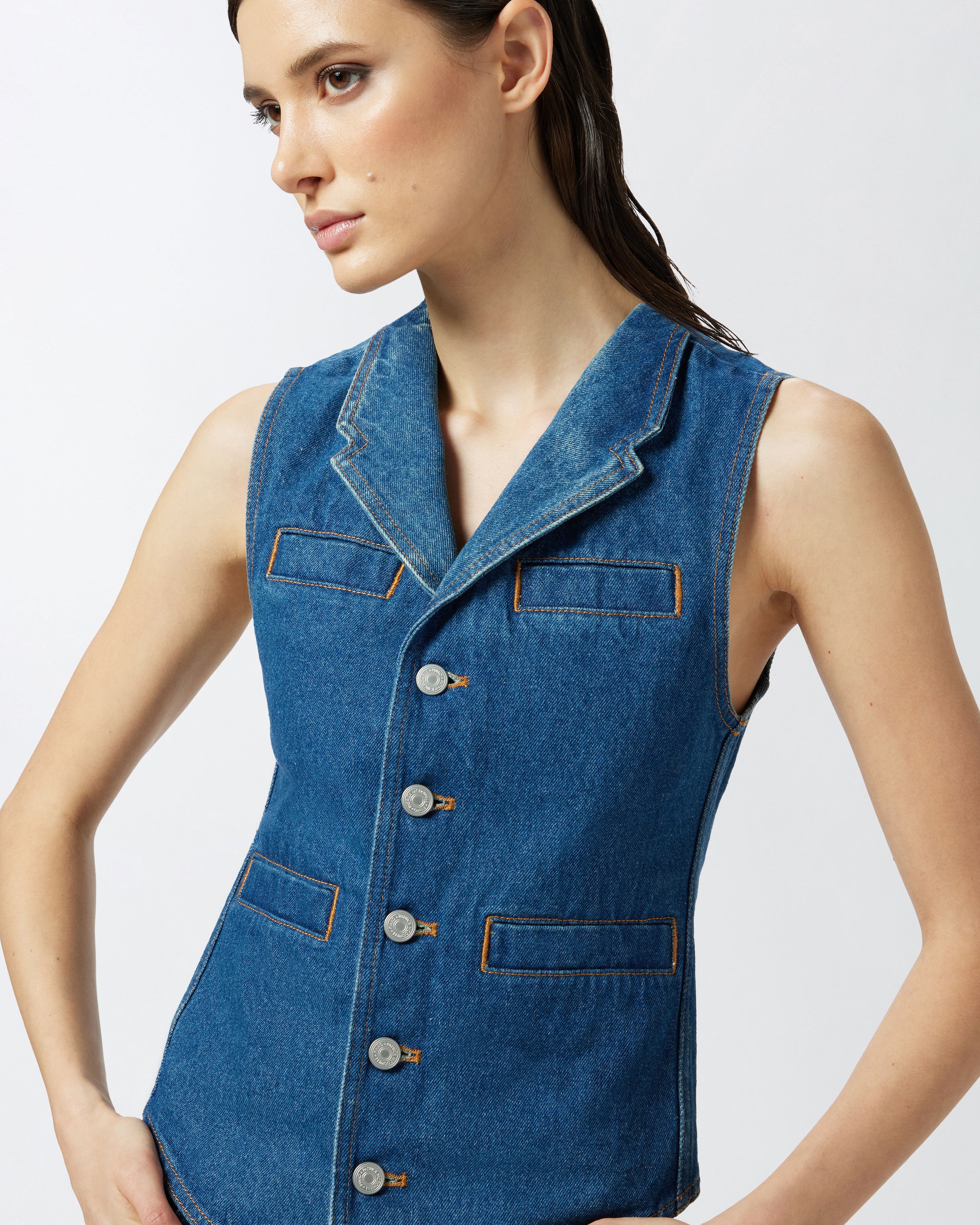 REIMAGINE BY PINKO X PATRICK MCDOWELL SLIM-FITTING DENIM WAISTCOAT - 5