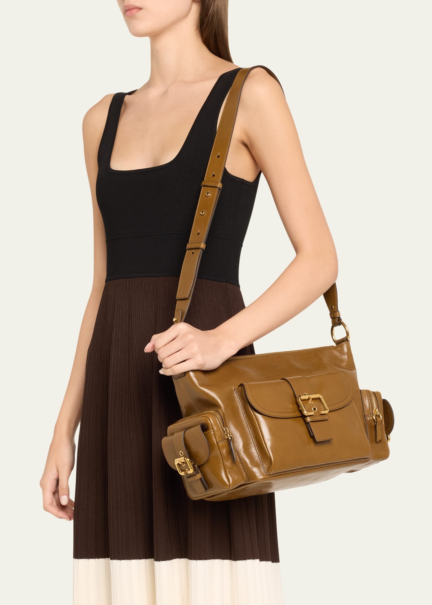 Camera Bag Medium in Natural Shiny Calfskin - 2
