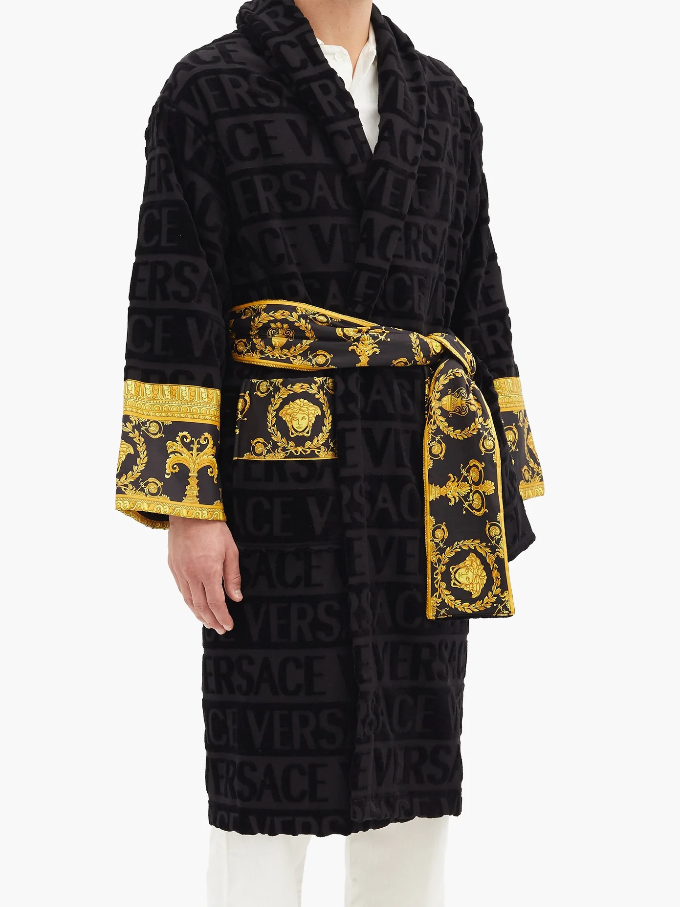 I Love Baroque logo-jacquard cotton bathrobe - 6