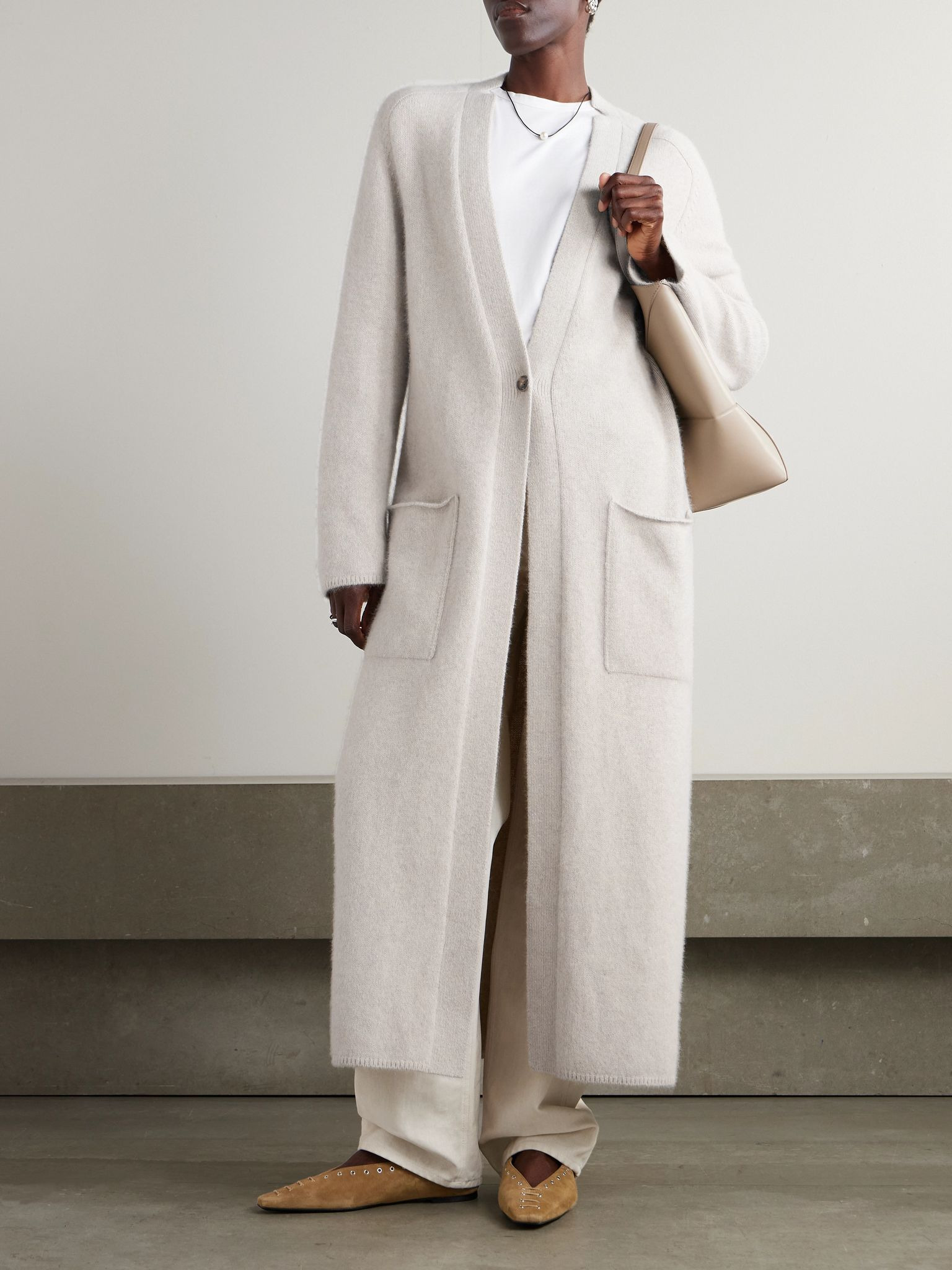Smet oversized wool-blend cardigan Stone - 3