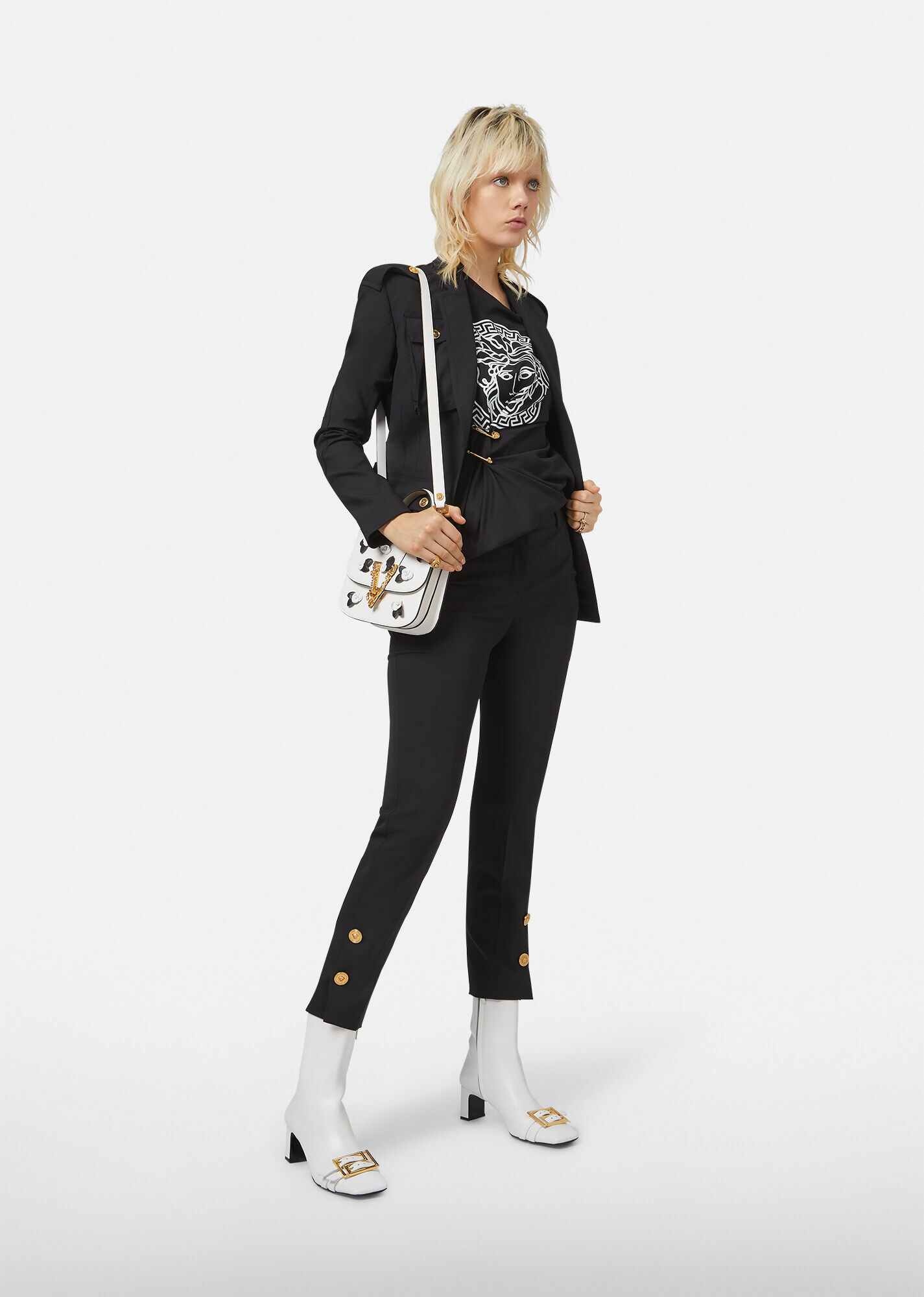 Medusa Button Wool Trousers - 4
