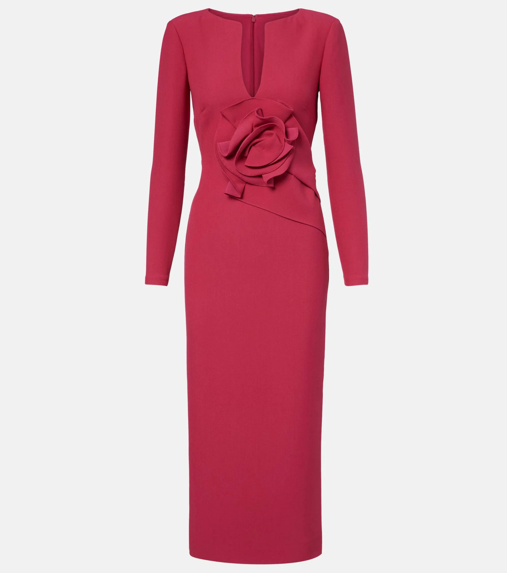 Floral-appliqué crêpe midi dress - 1