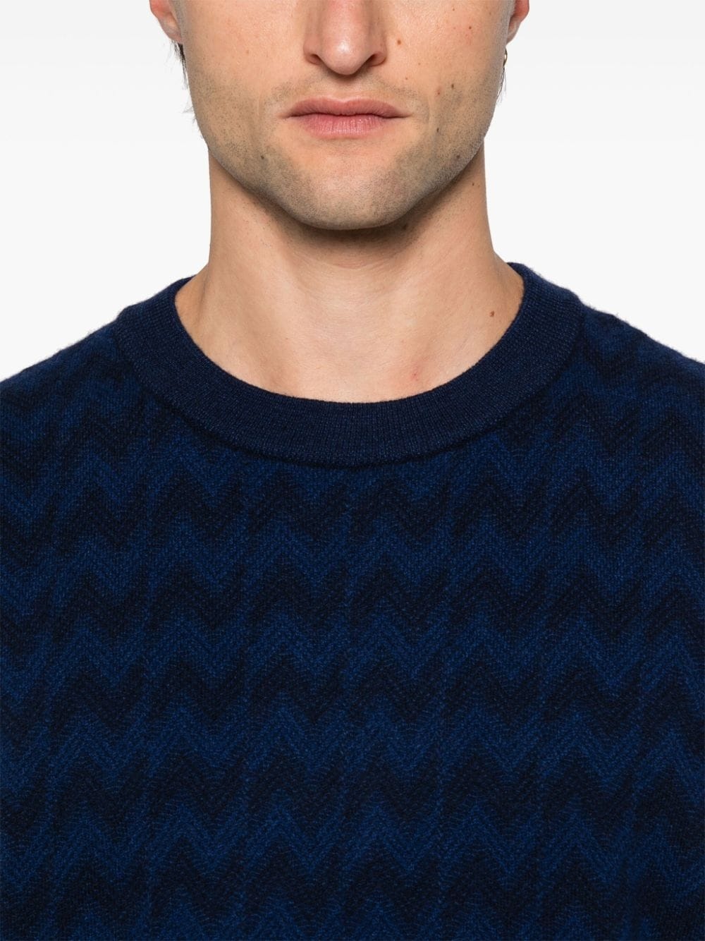 zigzag-woven crew-neck sweater - 5