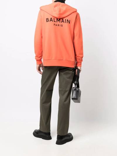 Balmain logo-print drawstring hoodie outlook